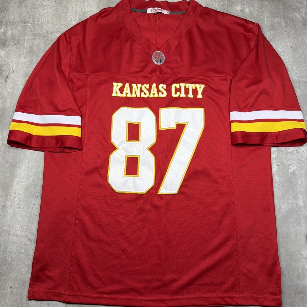 Kansas City #87 Football Jersey Mens XL Red Travis Kelce Style Shxinet Stitched